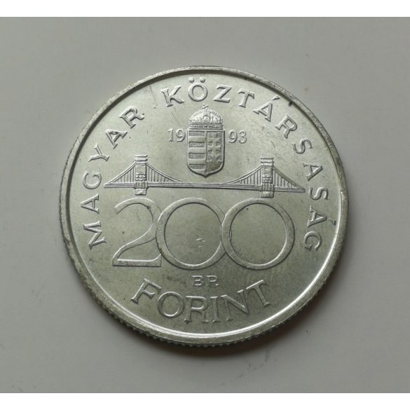 Hungary 200 HUF 1993 silver AUNC, Hungarian National Bank commemorative coin