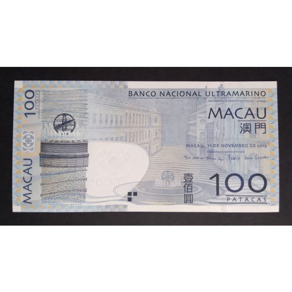 Makaó 100 Patacas BNU 2013 Unc