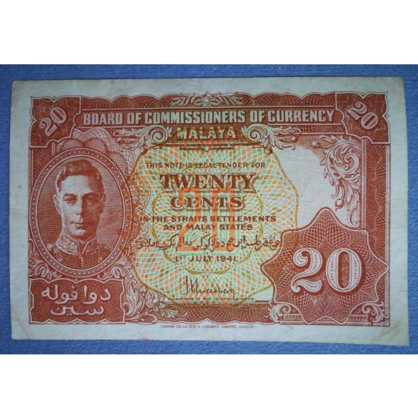 Malajzia 20 Cents 1941 VF-