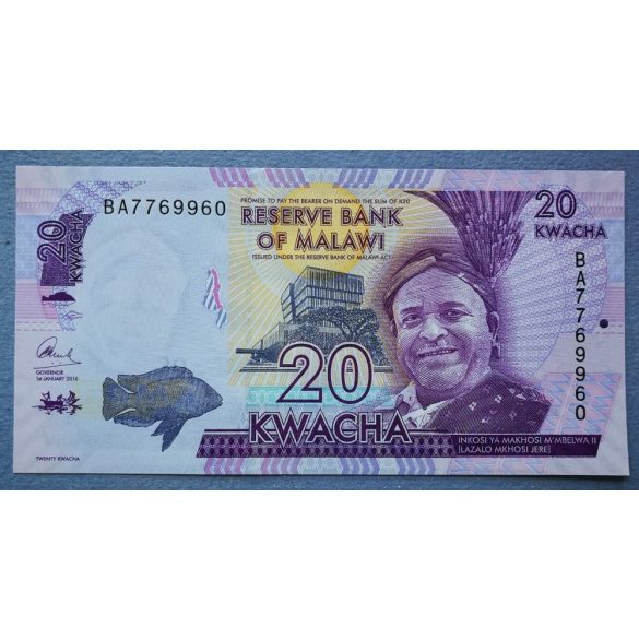 Malawi 20 Kwacha 2016 UNC