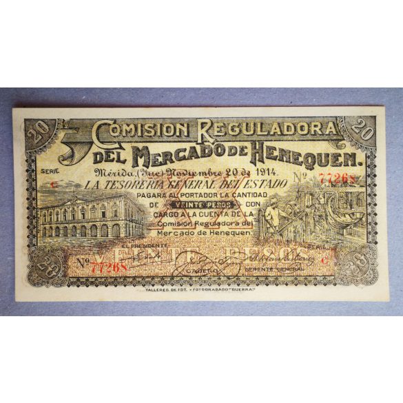 Mexikó 20 Pesos 1914 UNC-