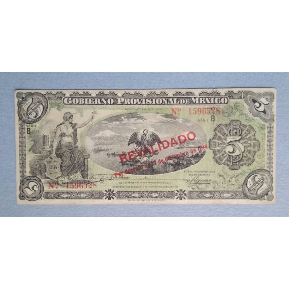 Mexikó 5 Pesos 1914 VF