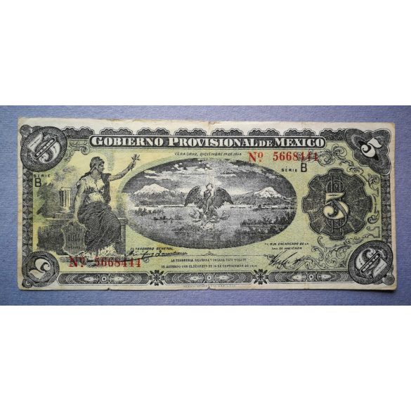 Mexikó 5 pesos 1914 F-