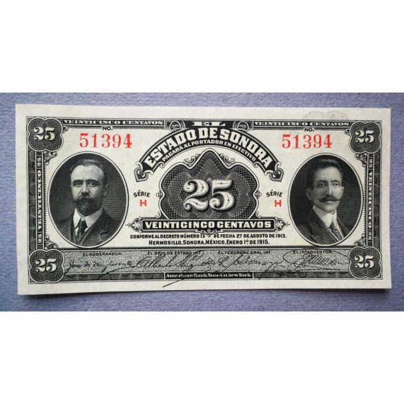 Mexikó 25 centavos 1915 aUNC+