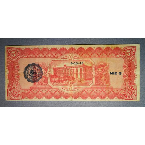 Mexikó 5 pesos 1915 F+
