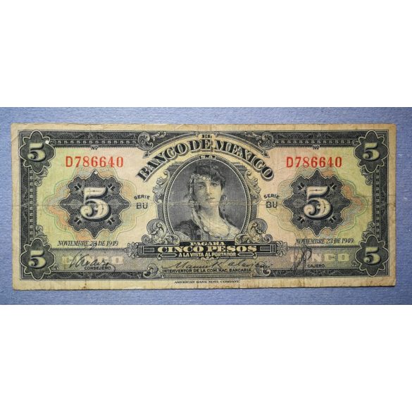 Mexikó 5 pesos 1949 F