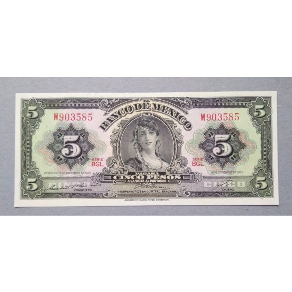 Mexikó 5 Pesos 1969 UNC