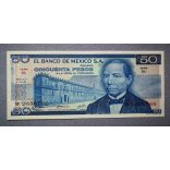 Mexikó 50 pesos 1973 UNC vörös és barna pecséttel