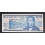 Mexikó 50 Pesos 1973 UNC zöld és vörösesbarna pecséttel