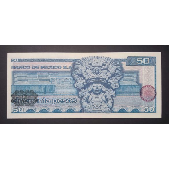 Mexikó 50 Pesos 1973 UNC zöld és vörösesbarna pecséttel