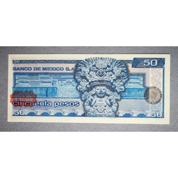 Mexikó 50 pesos 1973 UNC vörös és barna pecséttel