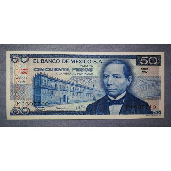 Mexikó 50 pesos 1978 UNC zöld és vörös pecséttel