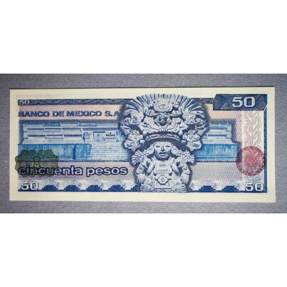 Mexikó 50 pesos 1978 UNC zöld és vörös pecséttel
