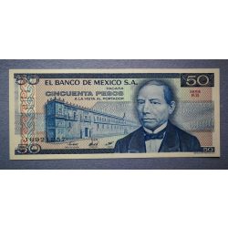   Mexikó 50 Pesos 1981 UNC vörösesbarna és zöld pecséttel