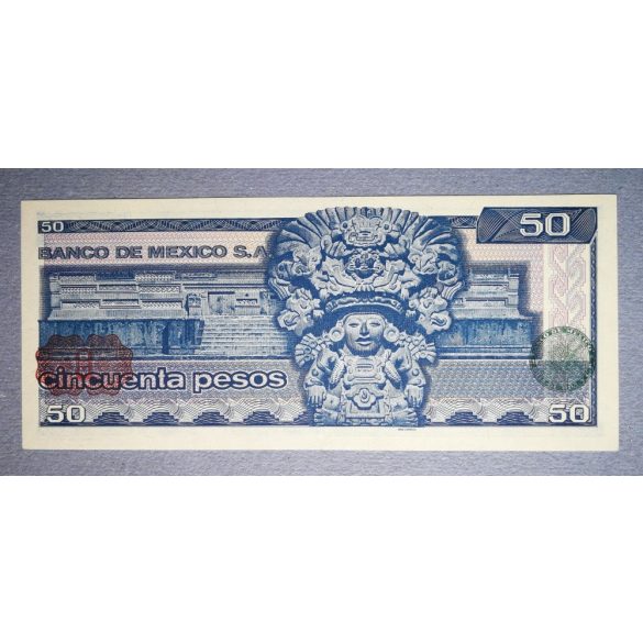 Mexikó 50 Pesos 1981 UNC vörösesbarna és zöld pecséttel