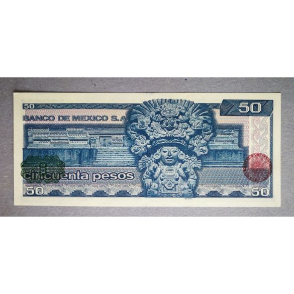 Mexikó 50 Pesos 1981 UNC zöld és karmazsinvörös pecséttel