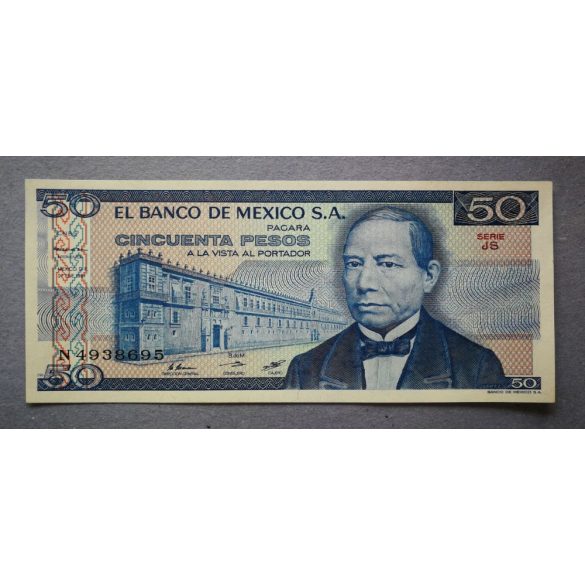 Mexikó 50 Pesos 1981 UNC zöld és vörösesbarna pecséttel