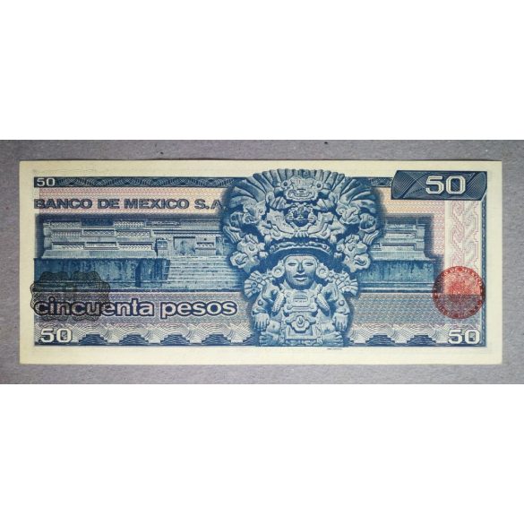 Mexikó 50 Pesos 1981 UNC zöld és vörösesbarna pecséttel