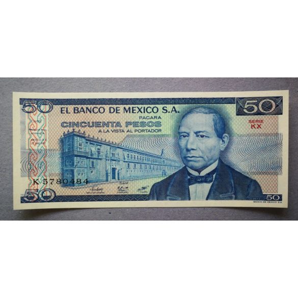 Mexikó 50 Pesos 1981 UNC zöld és barna pecséttel