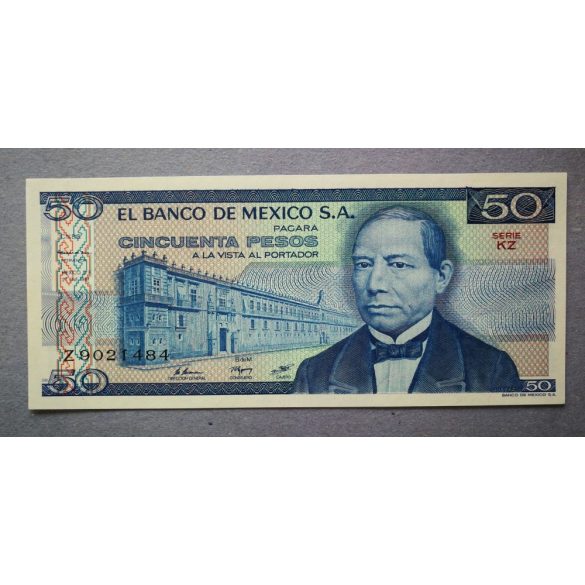 Mexikó 50 Pesos 1981 UNC halványlila és barna pecséttel