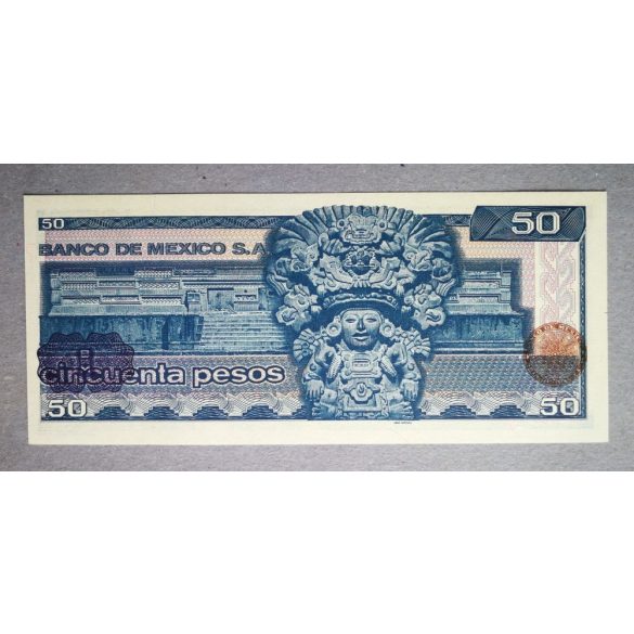 Mexikó 50 Pesos 1981 UNC halványlila és barna pecséttel