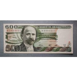 Mexikó 500 Pesos 1982 aUNC barna és piros pecséttel