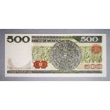 Mexikó 500 Pesos 1982 aUNC barna és piros pecséttel
