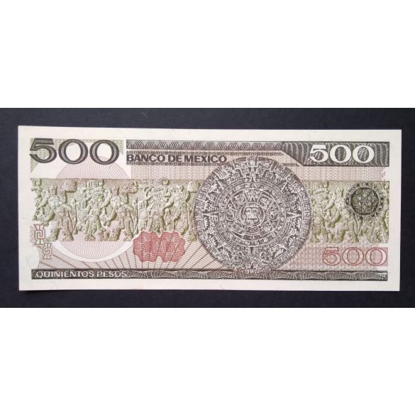Mexikó 500 Pesos 1984 UNC barna és zöld pecséttel