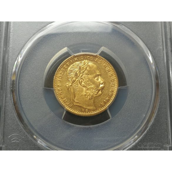 Hungary gold 8 Forint 20 Frank 1882 KB PCGS AU55 qualified coin