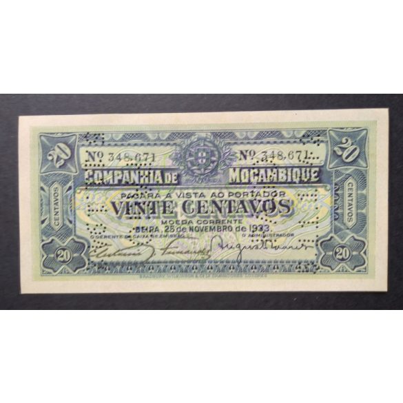 Mozambique 20 Centavos 1933 1942 perforated Unc