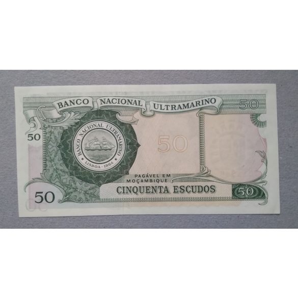 Mozambik 50 Escudos 1970 AUNC felülnyomás nélkül