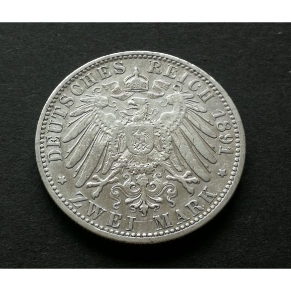 Germany 2 Mark 1891 Bayern 11 g silver