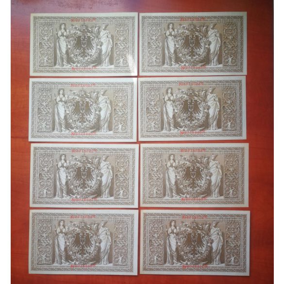 Germany 1000 Mark 1910 XF-AUNC 8 pcs. serial number banknote