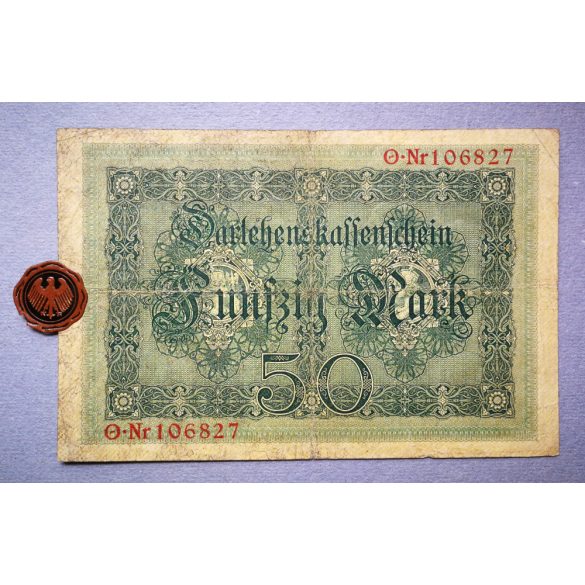 Germany 50 Mark 1914 F with stamp