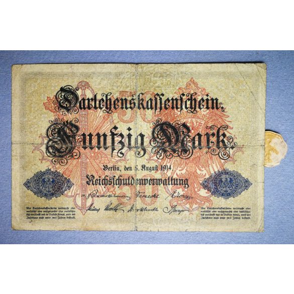 Germany 50 Mark 1914 F with stamp