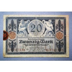 Germany 20 Mark 1915 F with stamp