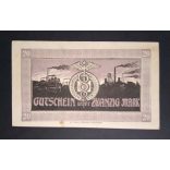 Germany 20 Mark Saarbrücken 1918 VF-