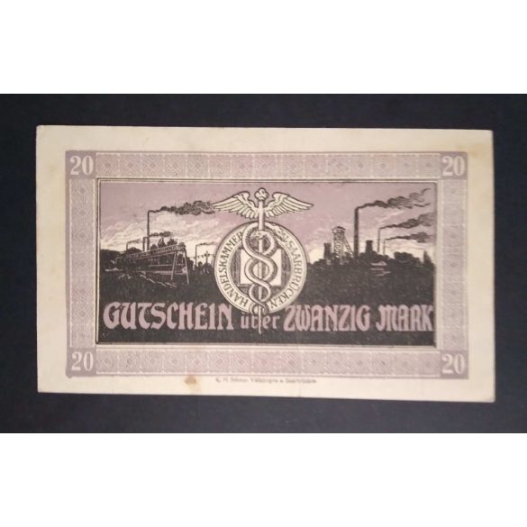 Germany 20 Mark Saarbrücken 1918 VF-