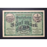 Germany 5 Mark Greiz und Zeulenroda 1918 UNC-