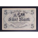 Germany 5 Mark Greiz und Zeulenroda 1918 UNC-