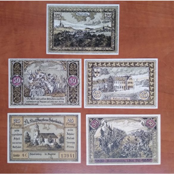 Germany city emergency funds Hohenfriedberg 1921/22 5 pcs