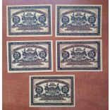 Germany city emergency funds Freiberg 1921 UNC 5 pcs