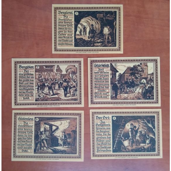 Germany city emergency funds Freiberg 1921 UNC 5 pcs