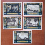 Germany city emergency funds Hohndorf 1921 UNC 5 pcs