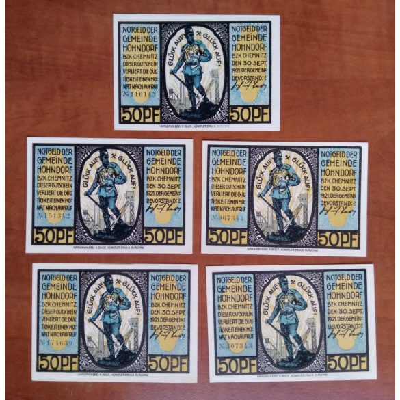 Germany city emergency funds Hohndorf 1921 UNC 5 pcs