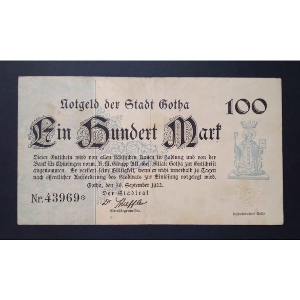 Germany 100 Mark 1922 VF Gotha blue