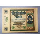 Germany 5000 Mark 1922 F+
