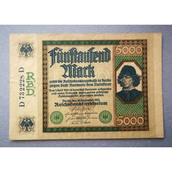 Germany 5000 Mark 1922 F+