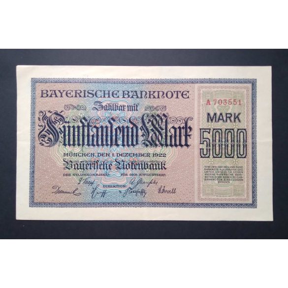 Germany 5000 Mark 1922 F