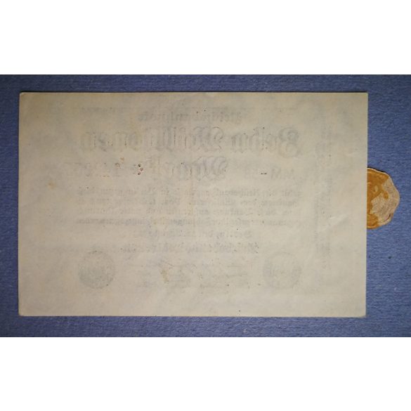 Germany 10 million Mark 1923 VF+ with plombe